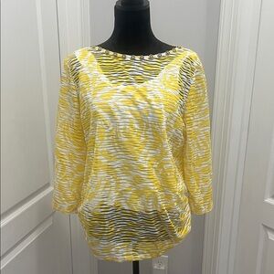 Yellow and White Women's Top XL